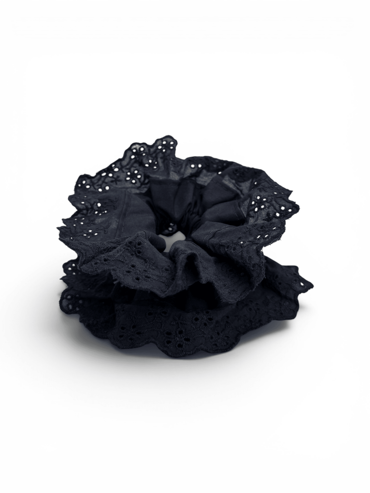 Double Ruffle Eyelet Lace Scrunchie