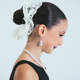 Double Drop Pearl & Rhinestone Earrings
