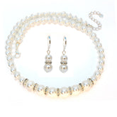 Pearl Rhinestone Necklace & Earrings Set