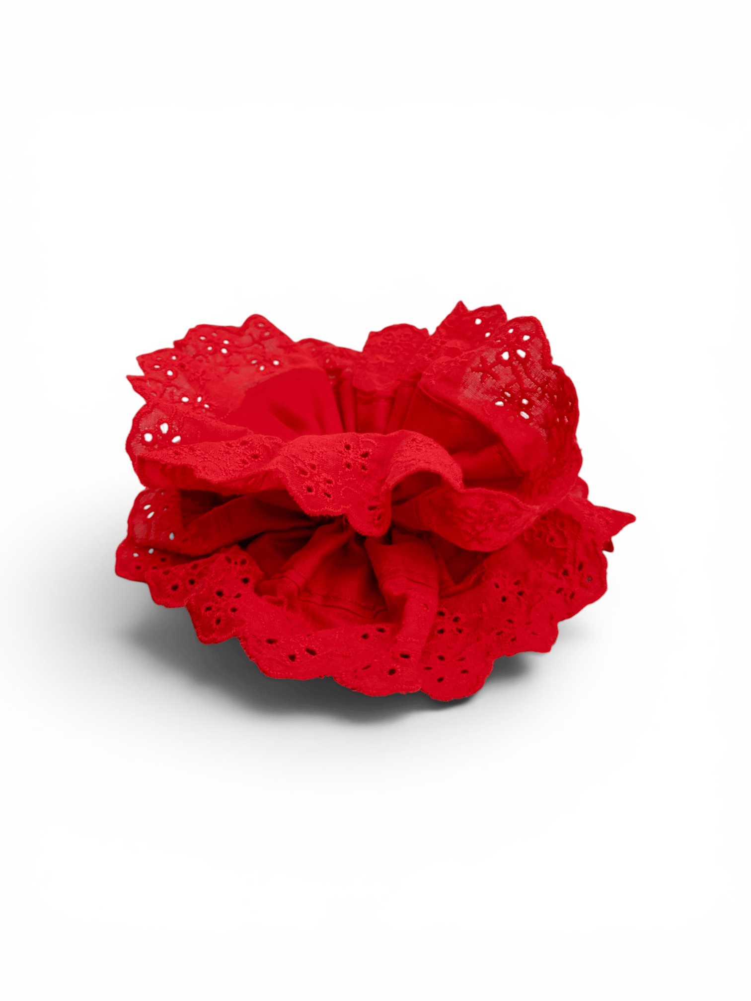 Double Ruffle Eyelet Lace Scrunchie