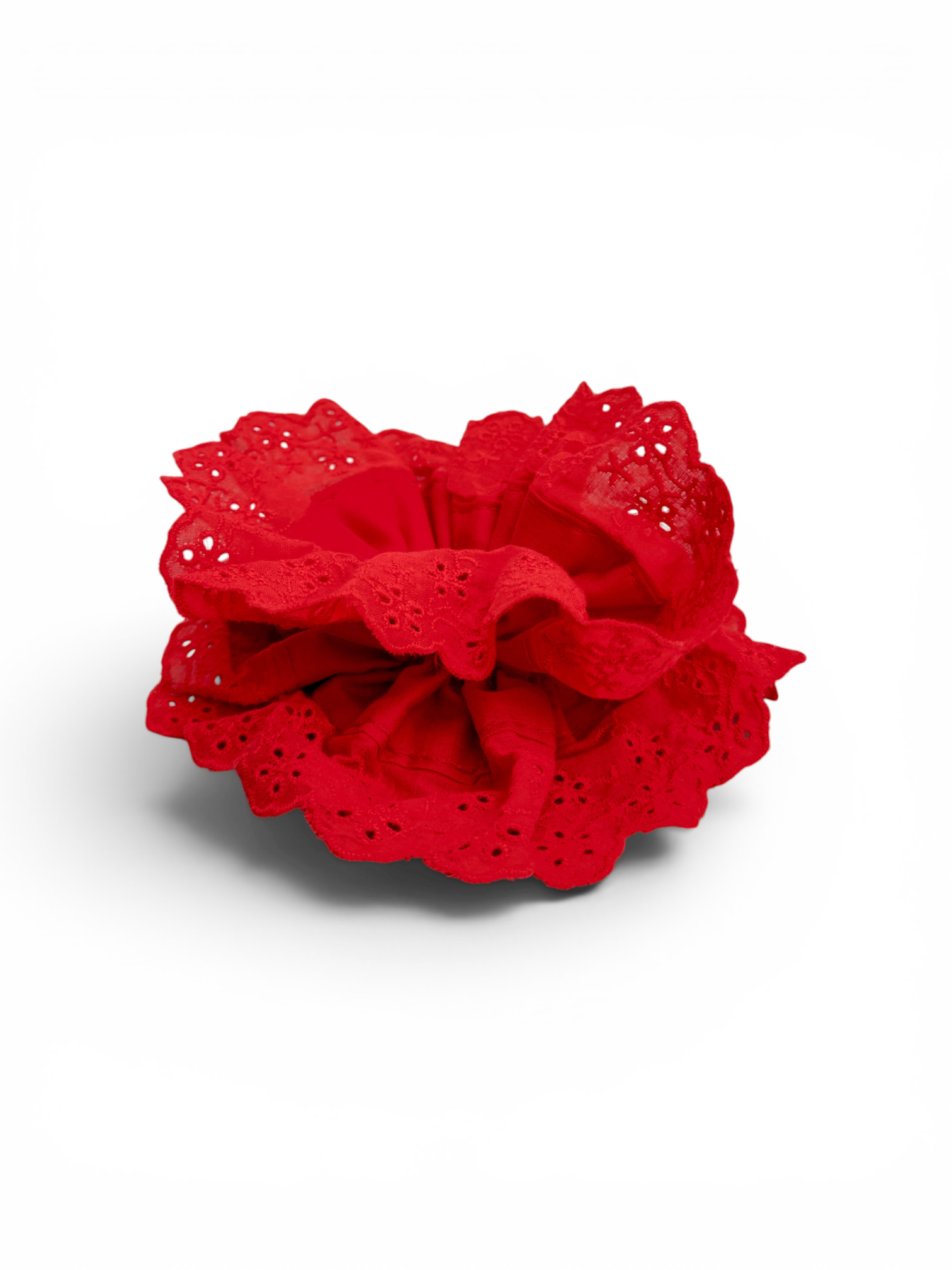 Double Ruffle Eyelet Lace Scrunchie
