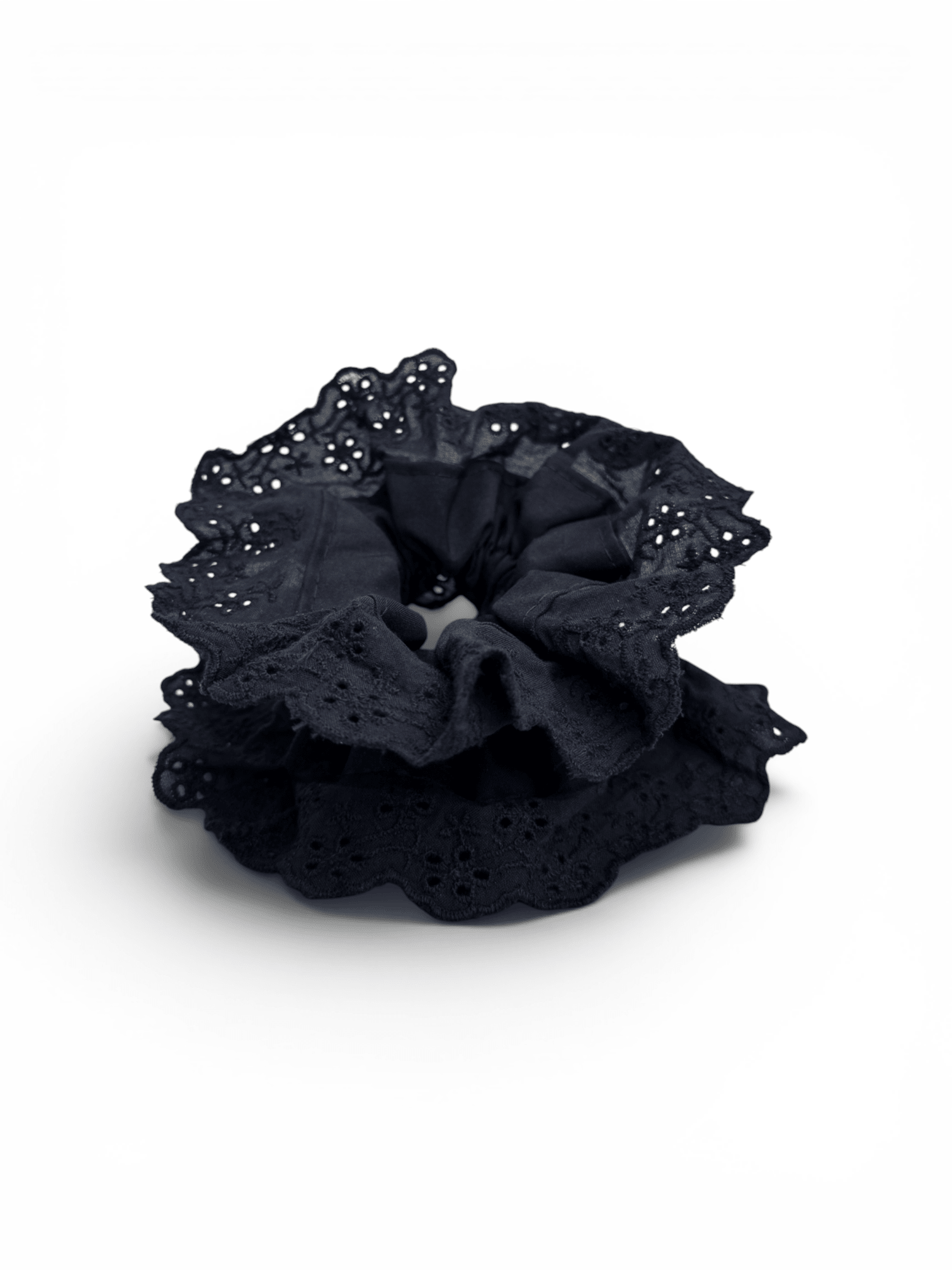 Double Ruffle Eyelet Lace Scrunchie