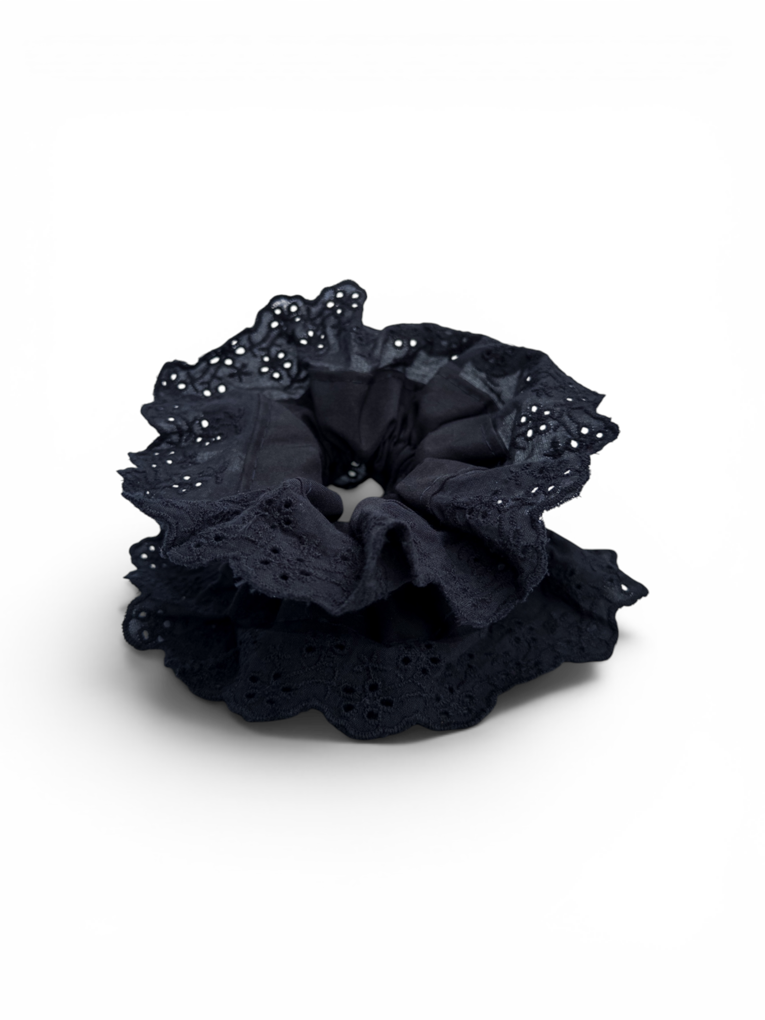 Double Ruffle Eyelet Lace Scrunchie