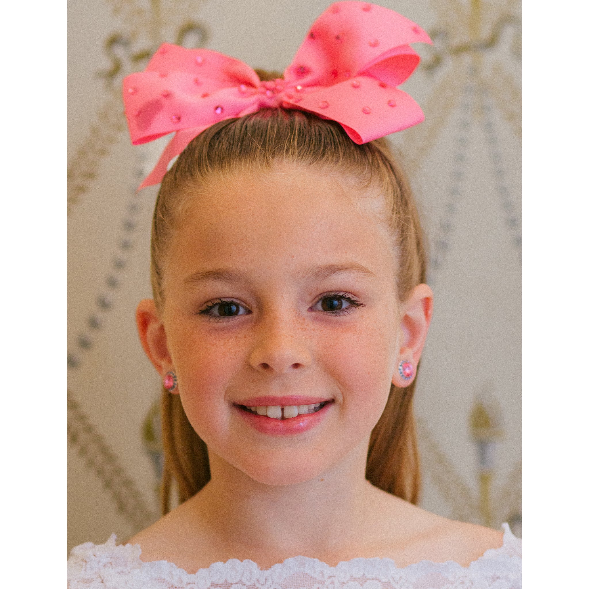 8" Rhinestone Studded Grosgrain Hair Bows
