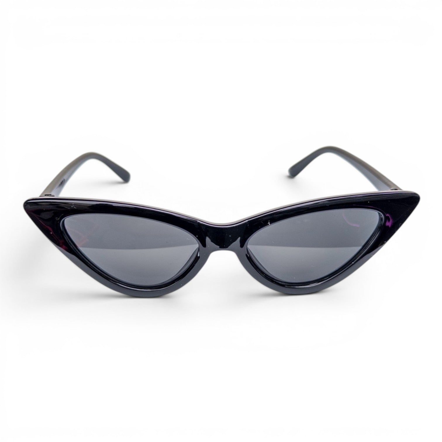 Go Girl USA Shop black cat-eye sunglasses with dark polarized lenses and pointed frames.