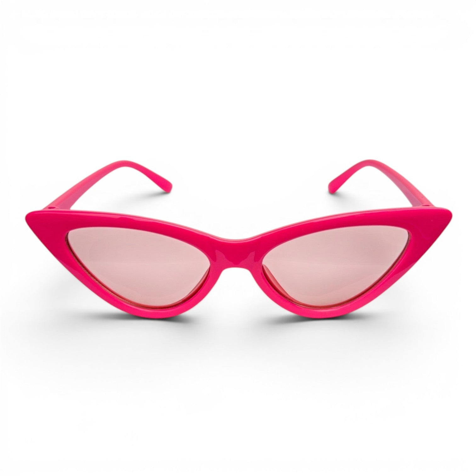 Go Girl USA Shop pink cat-eye sunglasses with rose-tinted lenses and pointed frames.