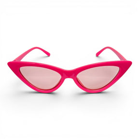 Go Girl USA Shop pink cat-eye sunglasses with rose-tinted lenses and pointed frames.