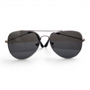 Go Girl USA Shop black metal aviator sunglasses with dark polarized lenses and teardrop shape.