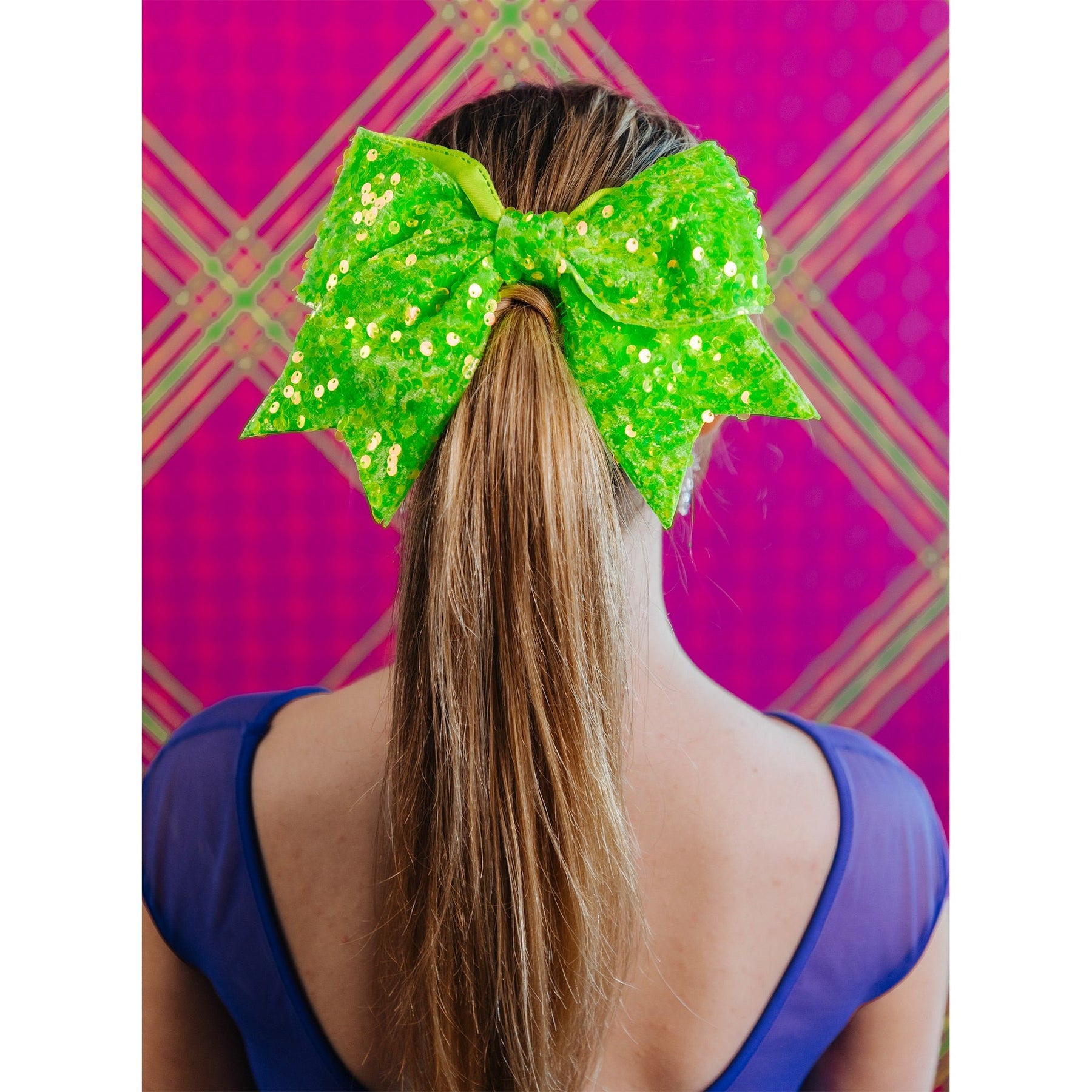 8" Neon Sparkle Sequin Hair Bows