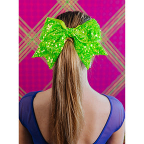 8" Neon Sparkle Sequin Hair Bows
