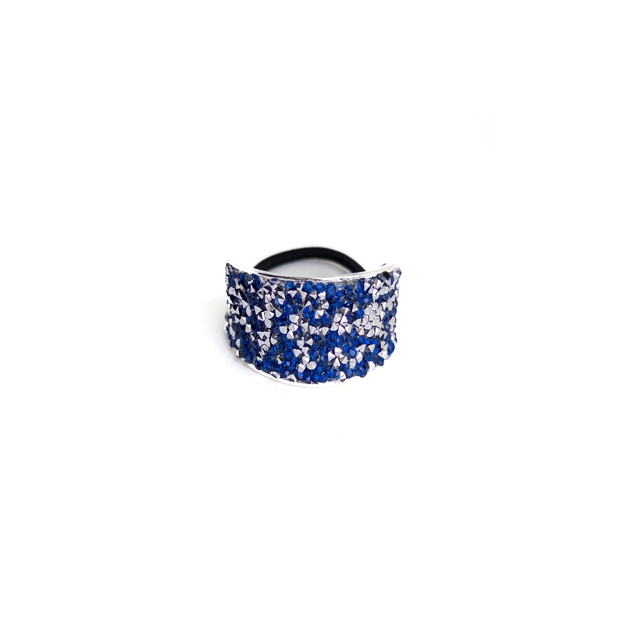 Rhinestone Encrusted Silver Metal Ponytail Cuff
