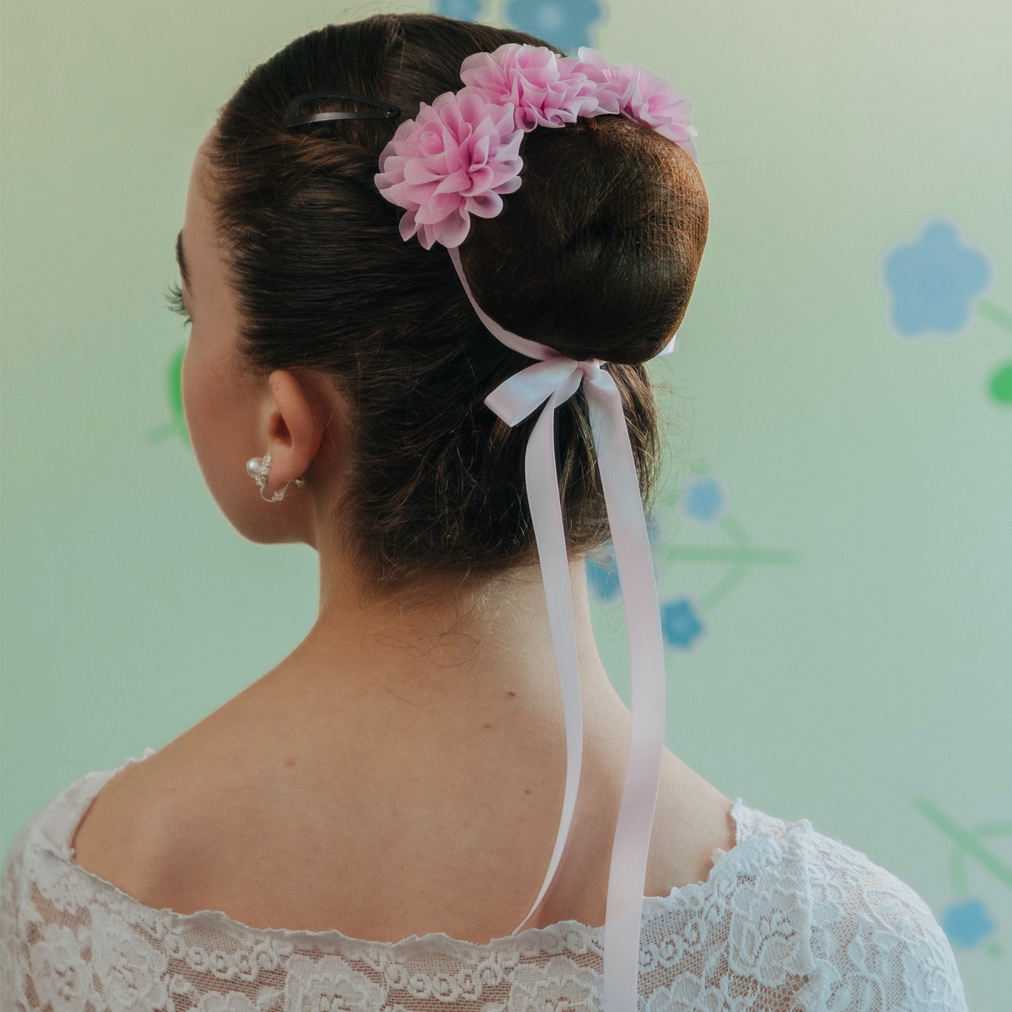 Floral Chiffon Satin Ribbon Tie