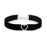 Velvet Choker - Outline Heart