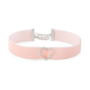 Velvet Choker - Outline Heart