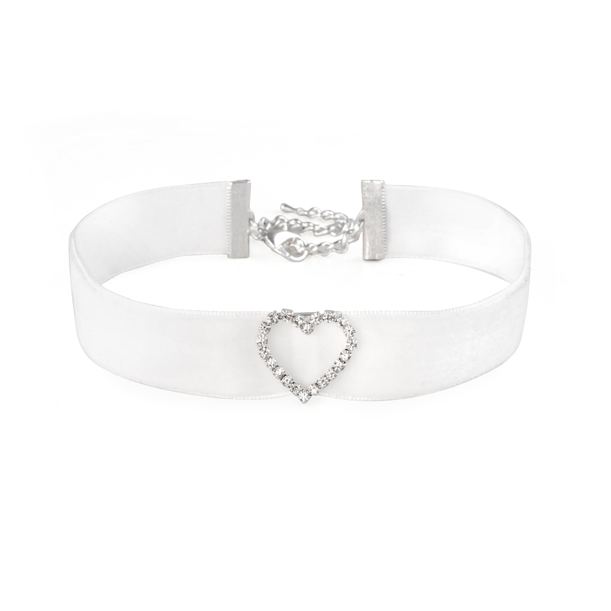 Velvet Choker - Outline Heart